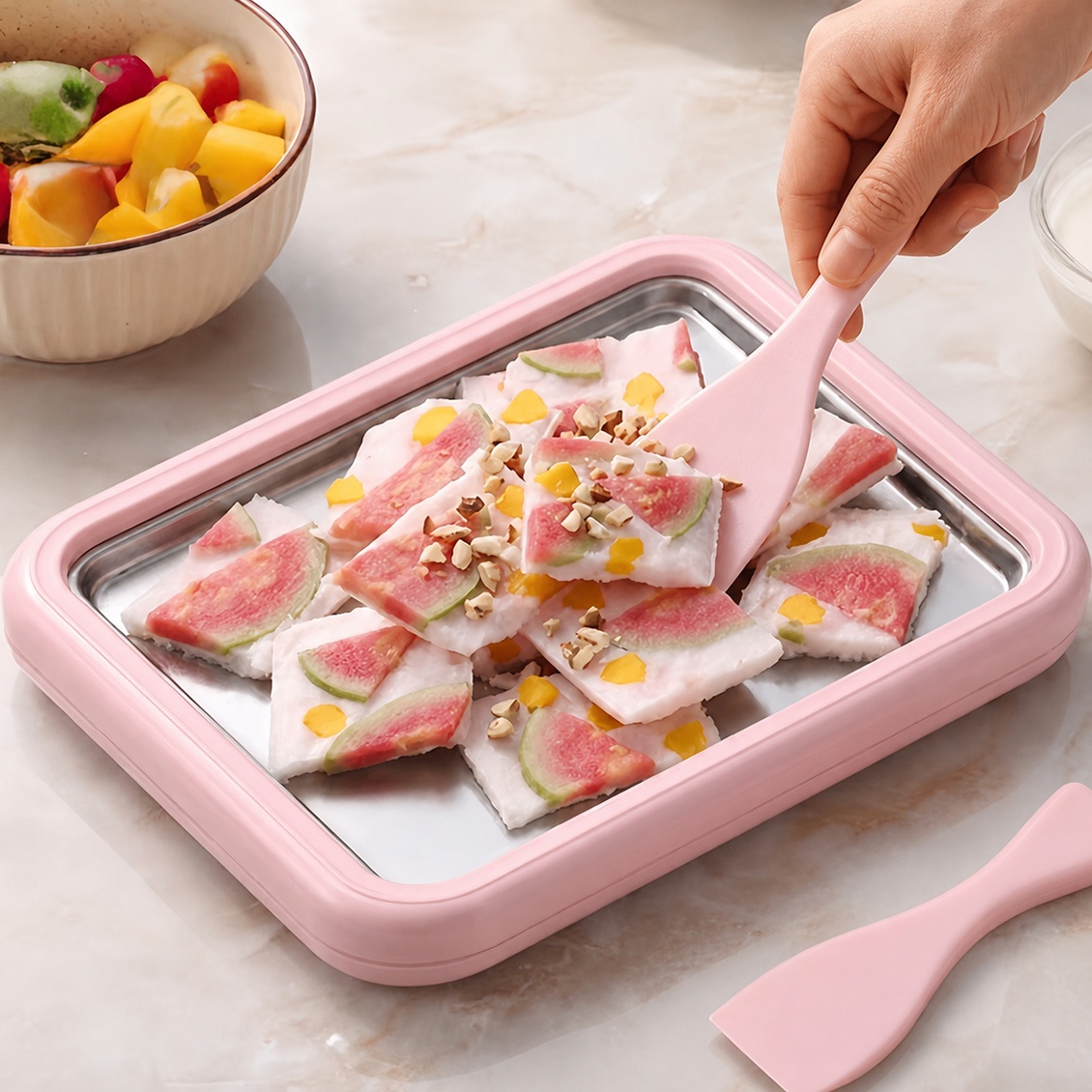 Countertop Ice Maker Commercial - Stainless Steel Ice Cream Maker Rolled