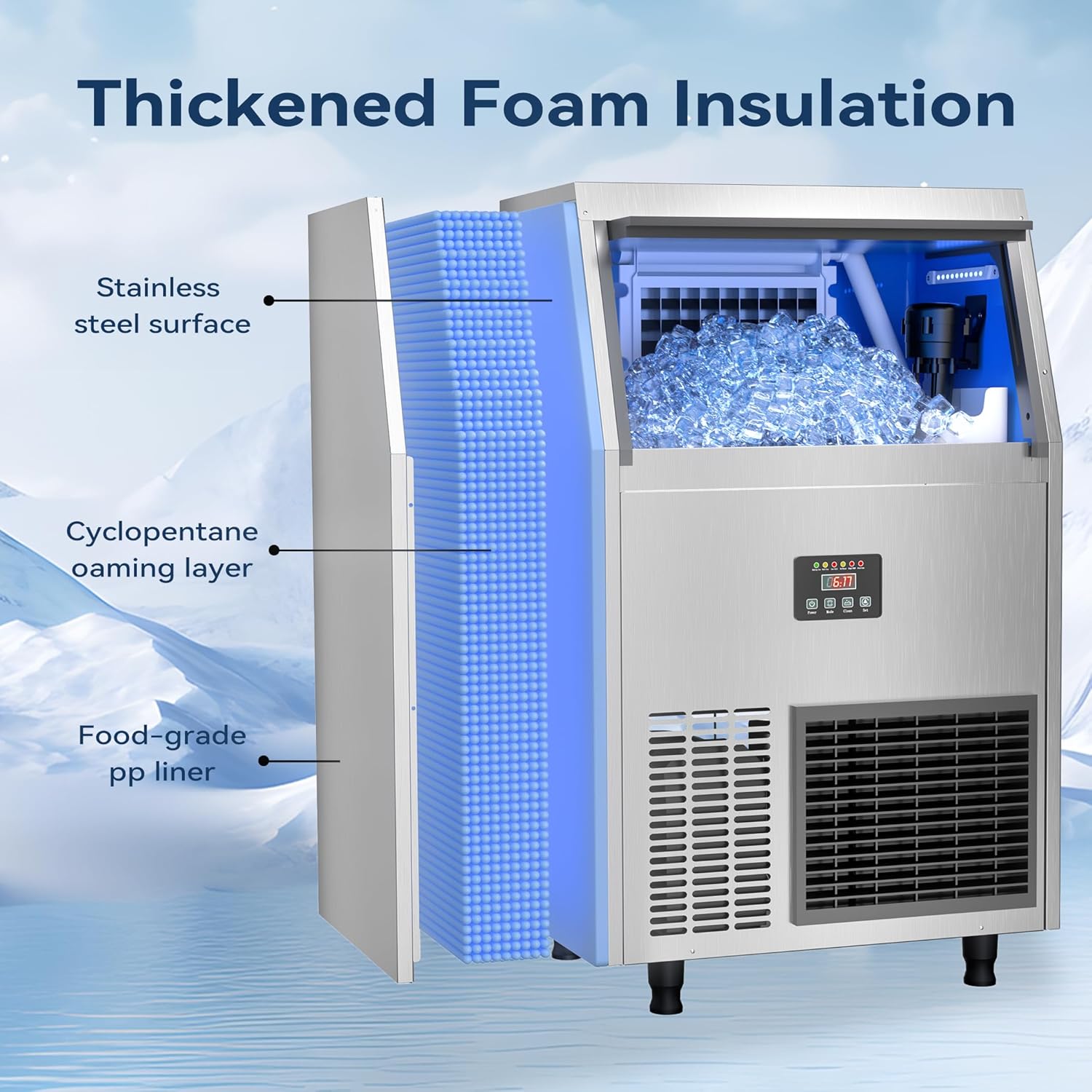 200LBS/24H Under Counter Comme - Commercial Ice Maker Air Cooled 评论和价格