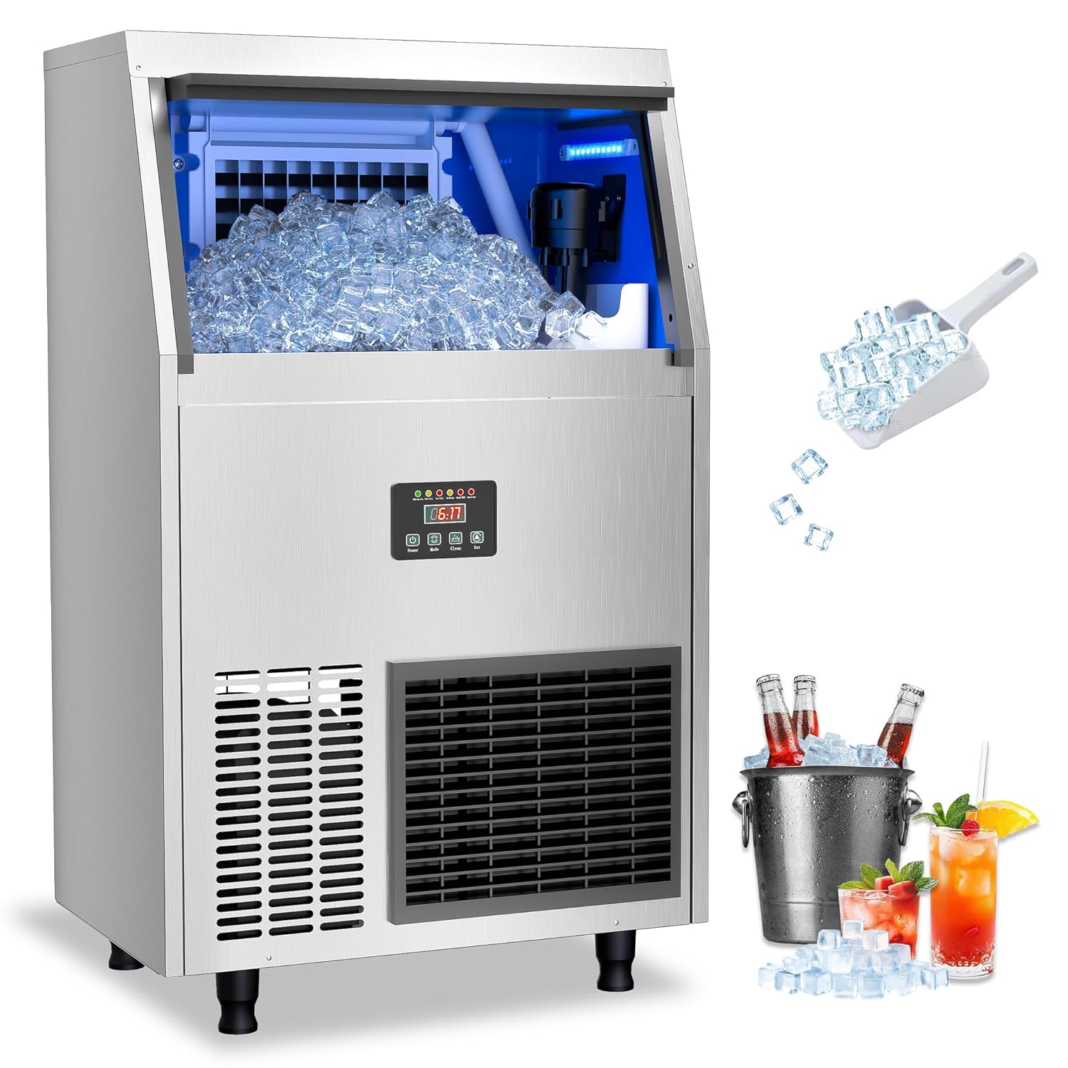 200LBS/24H Under Counter Comme - Commercial Ice Maker Air Cooled 评论和价格