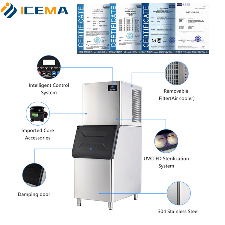 ICEMA Commercial 180kg 200kg 3 - Commercial Ice Maker 200Kg Cube 评论和价格